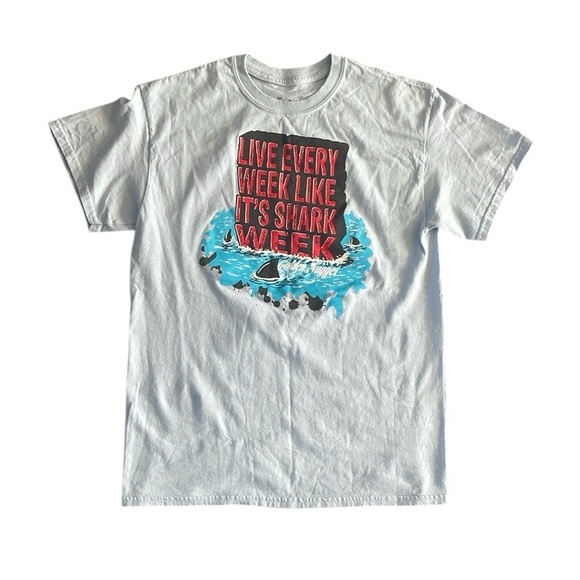 Live Every Week Like It's Shark Week Blue T-Shirt Size Medium - Picture 1 of 4
